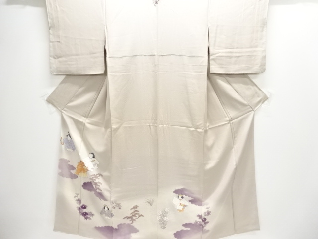 御所人形役者模様一ツ紋付け下げ訪問着